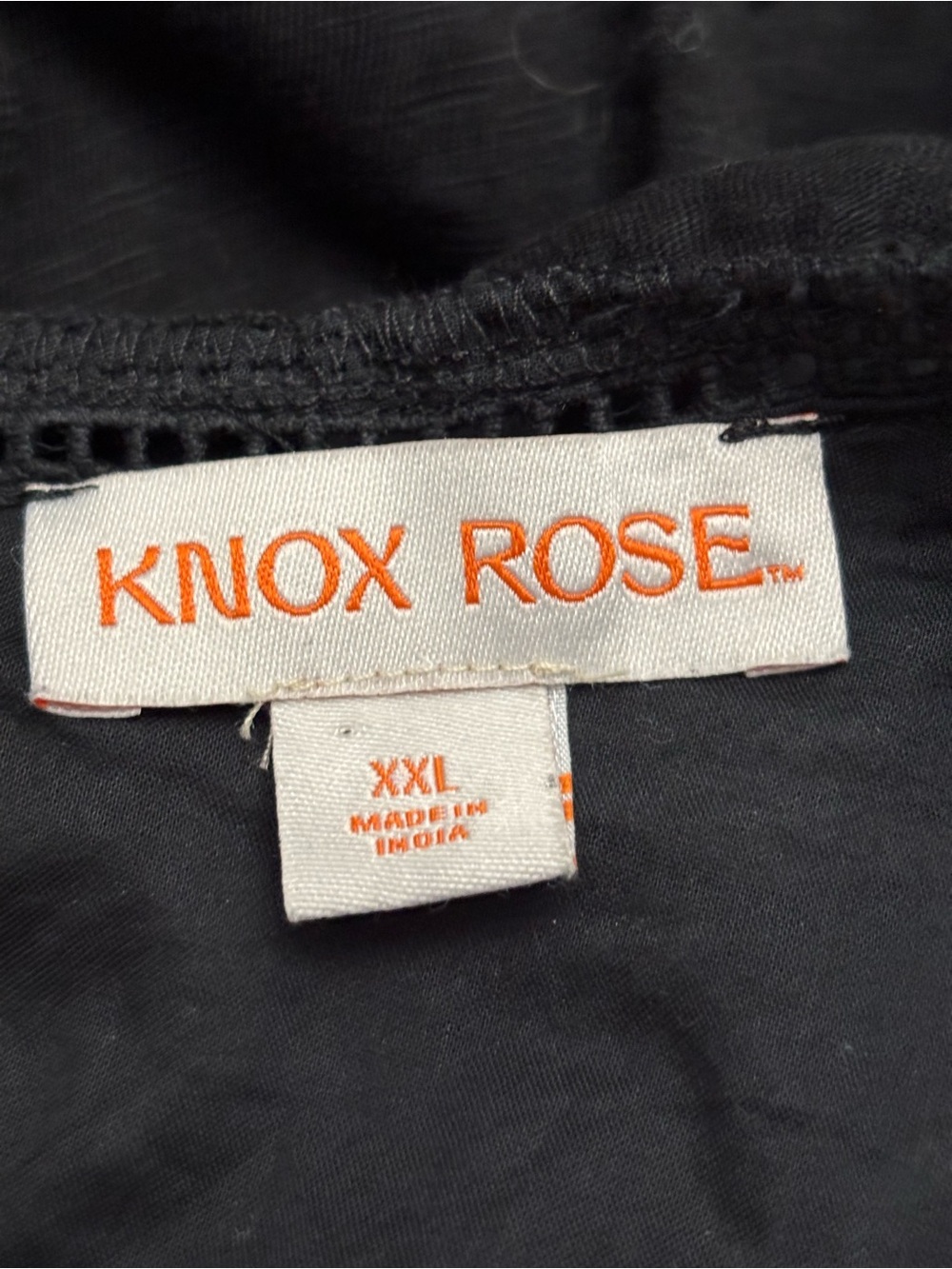 Knox Rose Black Short Sleeve Peasant Top with White Floral Embroidery size XXL - Picture 7 of 7
